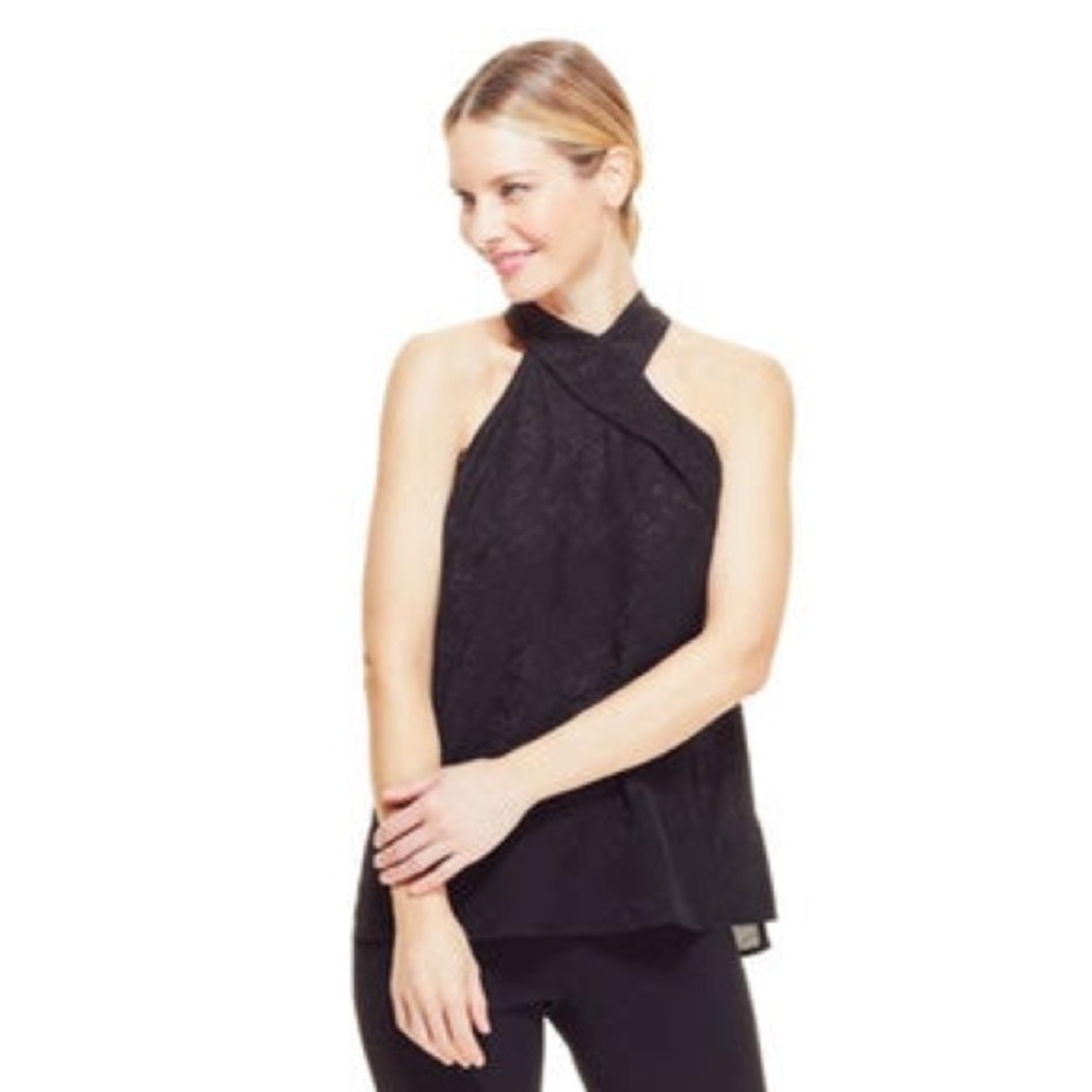 Pearl By Lela Rose Black Floral Sleeveless Blouse Women’s Medium